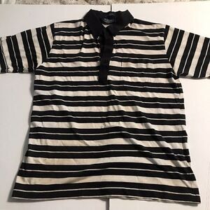 VINTAGE Natural Knit California Vibe Striped Polo Shirt Men Large Pullover.   Aa